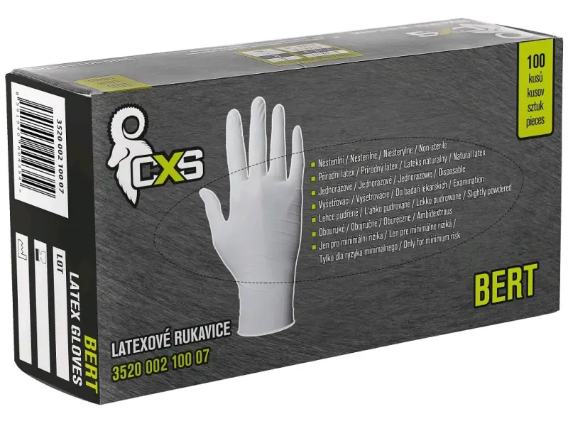 Rukavice CXS BERT, jednorázové, latexové, vel. 10 (bal. 100 ks)