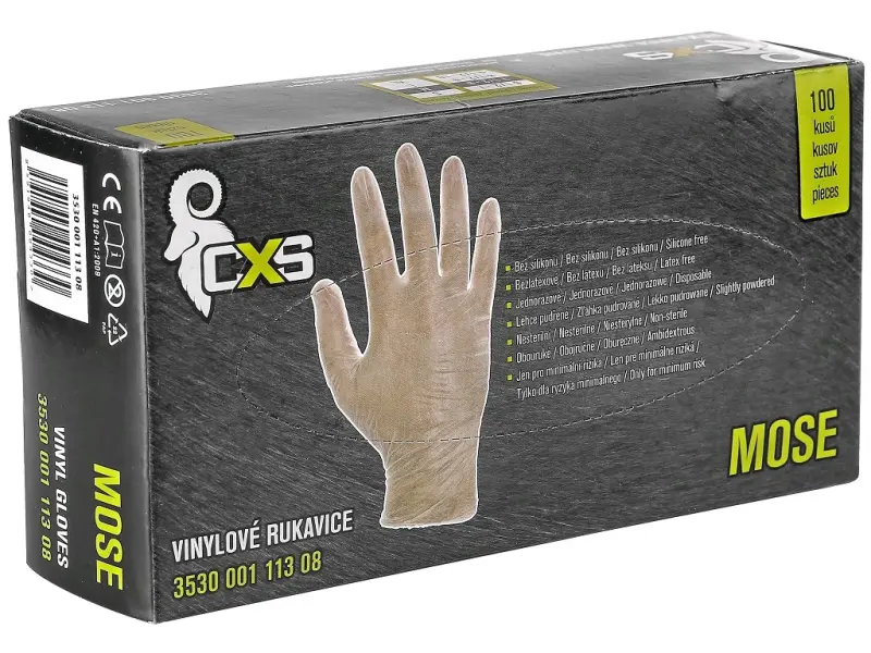 Rukavice CXS MOSE, jednorázové, vinylové, vel. 10 (bal. 100 ks)