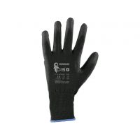 Rukavice BRITA BLACK,  máčené v polyuretanu, černé, vel. 06